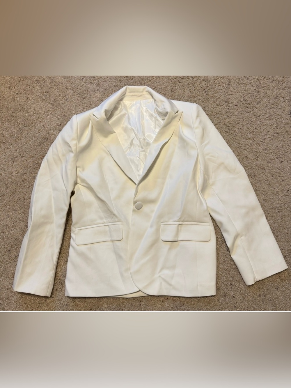 SHEIN Cream Single-Button Notch Lapel Blazer